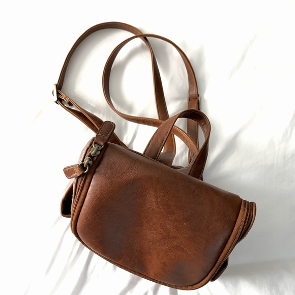 Vintage camel brown small backpack main image 4
